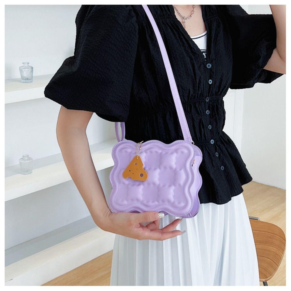 PU Leather Casual Messenger Bag Mini Crossbody Bag Simple Cheese Shoulder Bag Shopping