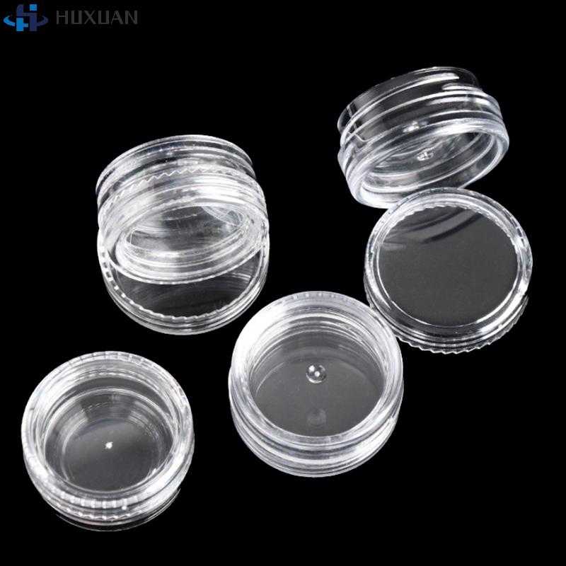 10pcs 2/3/5g Sample Clear Cream Jar Mini Cosmetic Bottles Containers Transparent Pot For Nail Arts Small Clear Can Tin For Balm