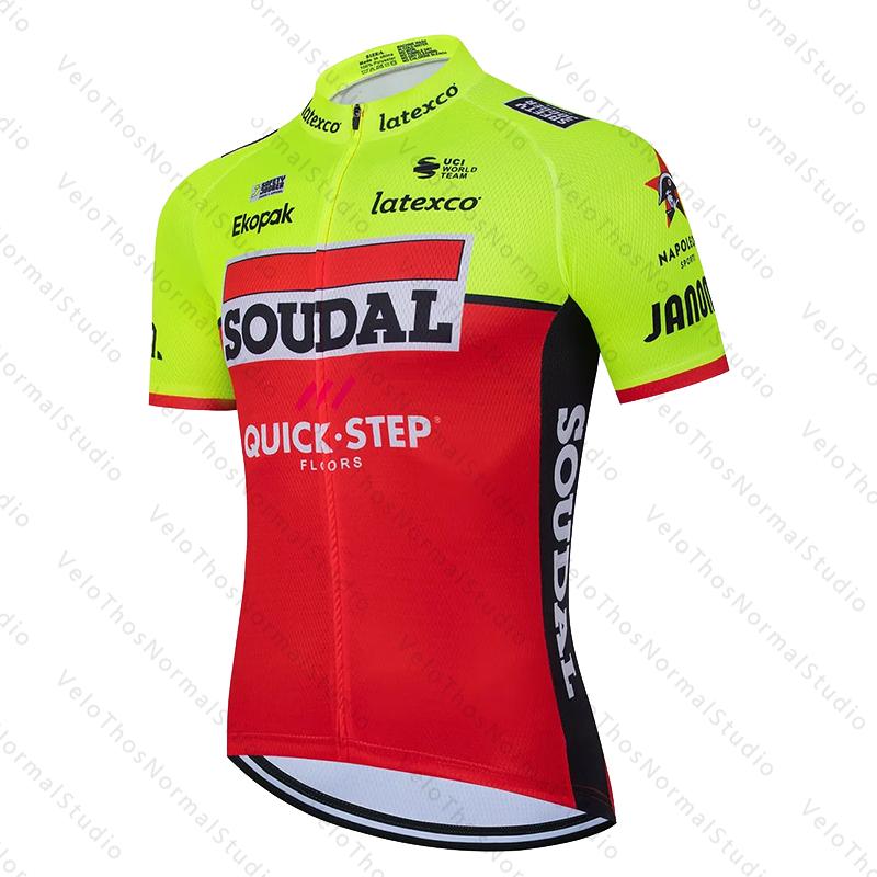 Quick Step Cycling Jersey Set Short Sleeve and Bib Shorts Pro Race Bicycle MTB Ropa Maillot Cycling Clothes Quick-drying