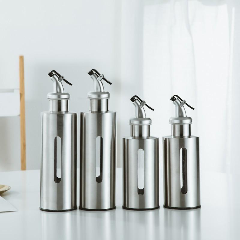 Stainless Steel Oil Dispenser Visible Control Kitchen Condiment Bottle for Soy Sauce Vinegar BBQ Gold Plated