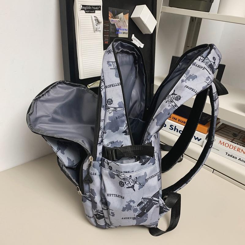 Большая вместимость школьный рюкзак для школьников с принтом для мужчин легкий рюкзак — фото 10