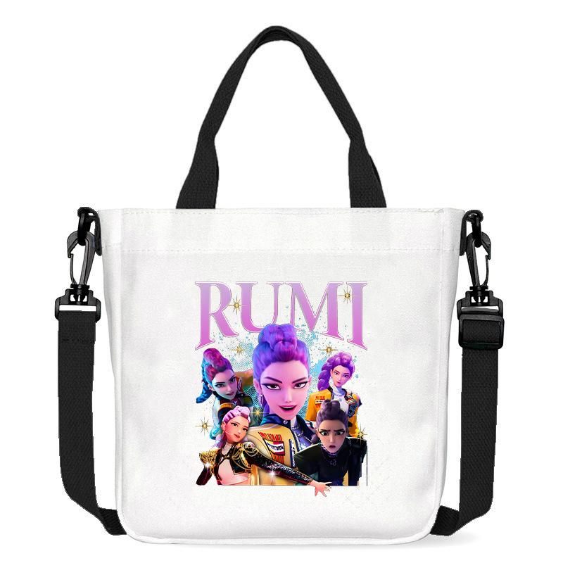 Move Demon Hunters Canvas Bag Fashion Printed Handbag Cute Cartoon Anime Commuting Portable Book Storage Bags Pocket Gifts KPOP Kid Friendly 2