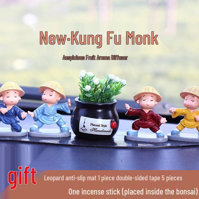Creative Kung Fu Little Monk Car Air Freshener - Drunken Fist Decor, Set of 4 Monks