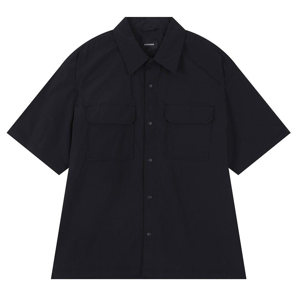 Burkeru Nylon Out-Pocket Short Sleeve Shirt Black Black_M