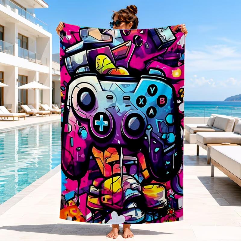 Colorful Gaming Controller Beach Towel, Microfiber Beach Towel, Perfect For Pool, Beach, Travel, Home Decor Beach Party Fan Gifts