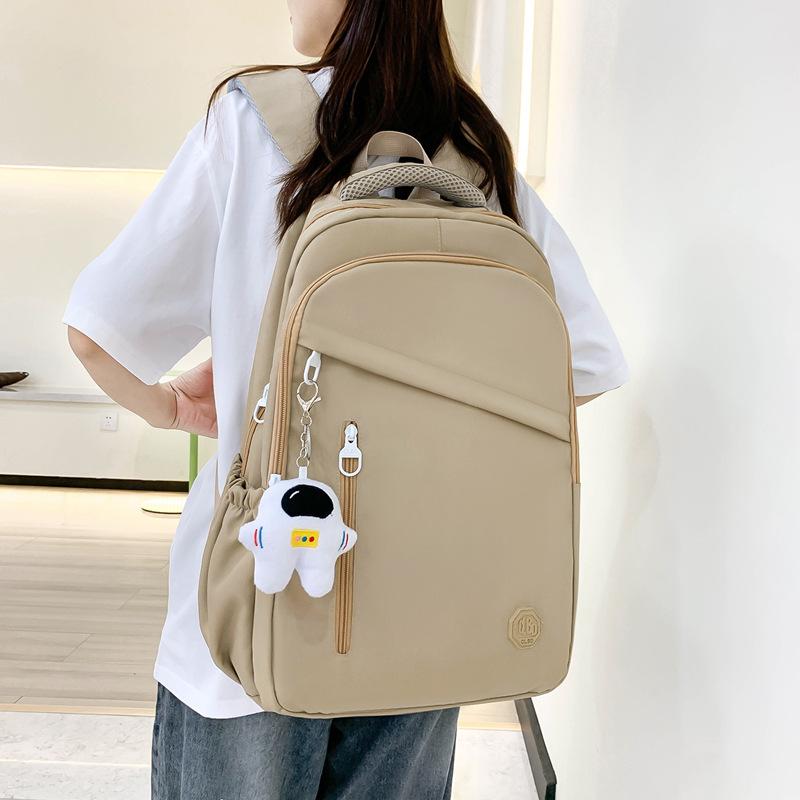 

Новый школьный рюкзак для учеников, для девочек, большой вместимости, с функцией снижения веса, легкий, однотонный, простой рюкзак для средней школы. хаки