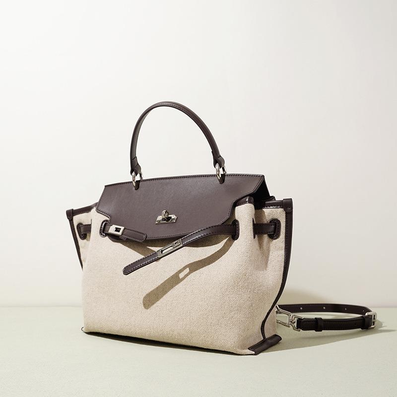 Hot-selling leather handbag high value lock linen travel lightweight large capacity women's backpack