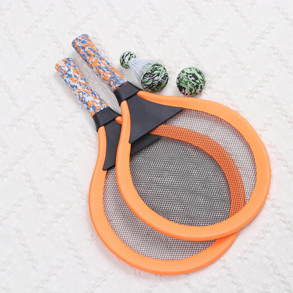 ibasenice Kids Racquet Set with Ball - BadmintonTennis, 49 x 28.5cm, Orange, Lightweight EVA Soft, Kids' Toy, Outdoor Play, Park, Beach