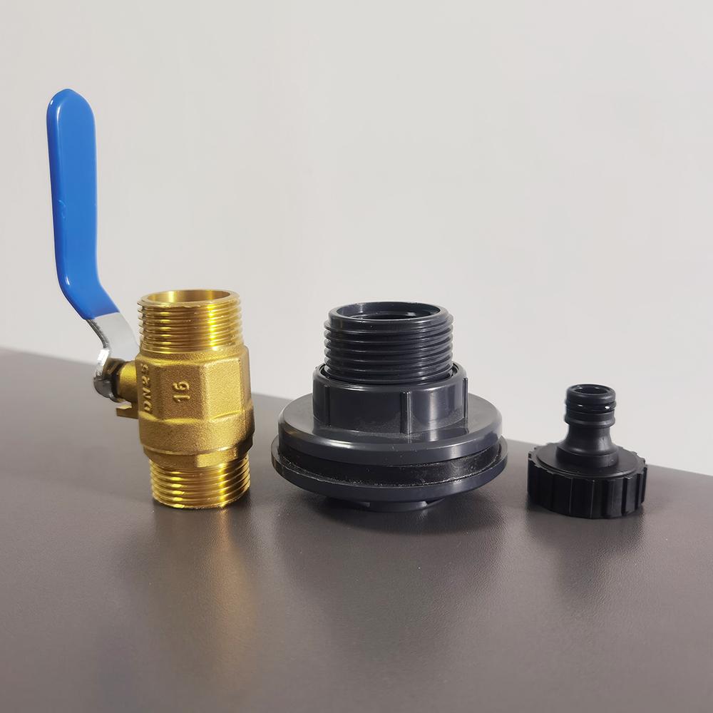 1Set 3Pc IBC water tank outlet valve nipple switch set G1 '' external threaded copper valve Plastic pacifier Garden watering