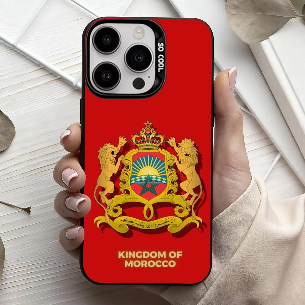 M-Morocco F-Flag Phone Case For iPhone17,16,15,14,13,12,11 Plus,Pro Max Candy Silver Plated Inside Cover