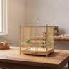 Quadratisches Vogelgehege Handgefertigtes Holzvogelgehege Haustierunterkunft Natürliches Holz Gitterstäbe Gitterdesign