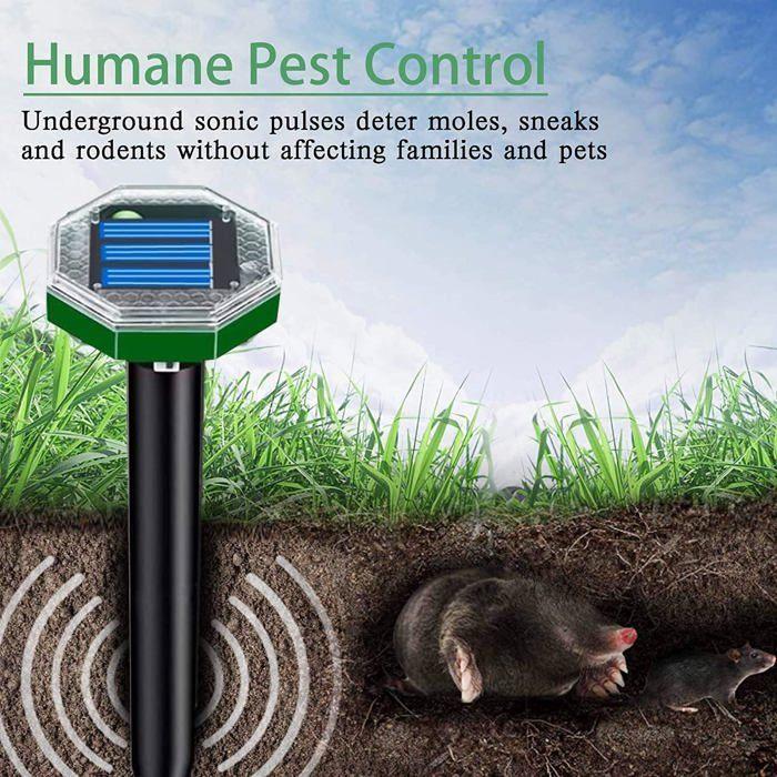 Solar Mole Repeller, 8 Pieces Solar Ultrasonic Mole Repeller, IP65 Waterproof Ultrasonic Mole Repellent, Outdoor Snake Repellent