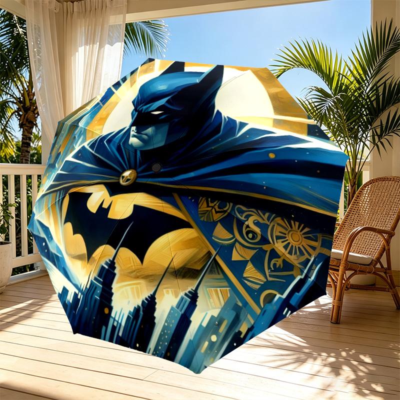 Superheroes Print Automatic Open Close Umbrella, Portable Foldable Umbrella, for Outdoor Commute Camping Trip, Ideal Birthday Gift