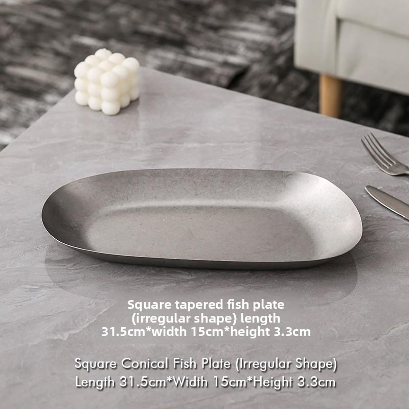 Retro Style Decorative Plate Unique Design Stainless Steel Durable Household Restaurant Outdoor Western Dinnerware