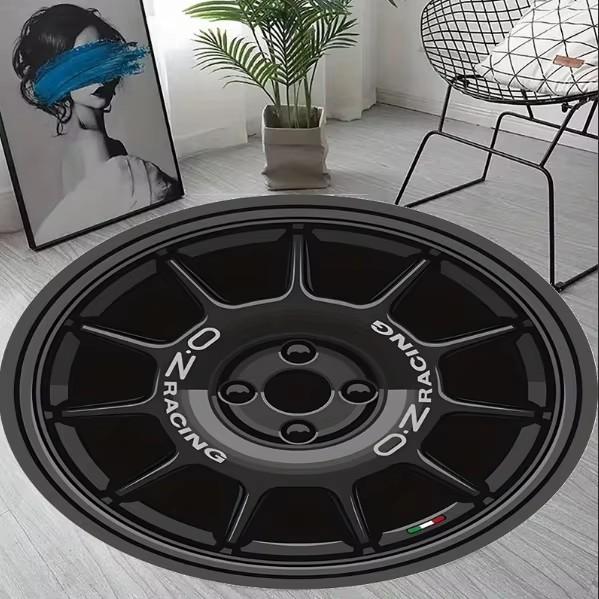 Autotapijt Mode Wielen Print Rond Tapijt Woonkamer Slaapkamer Keuken Vloermat Zacht Rond Tapijt Woonkamer Decoratie Tapijt 40x40cm flannel
