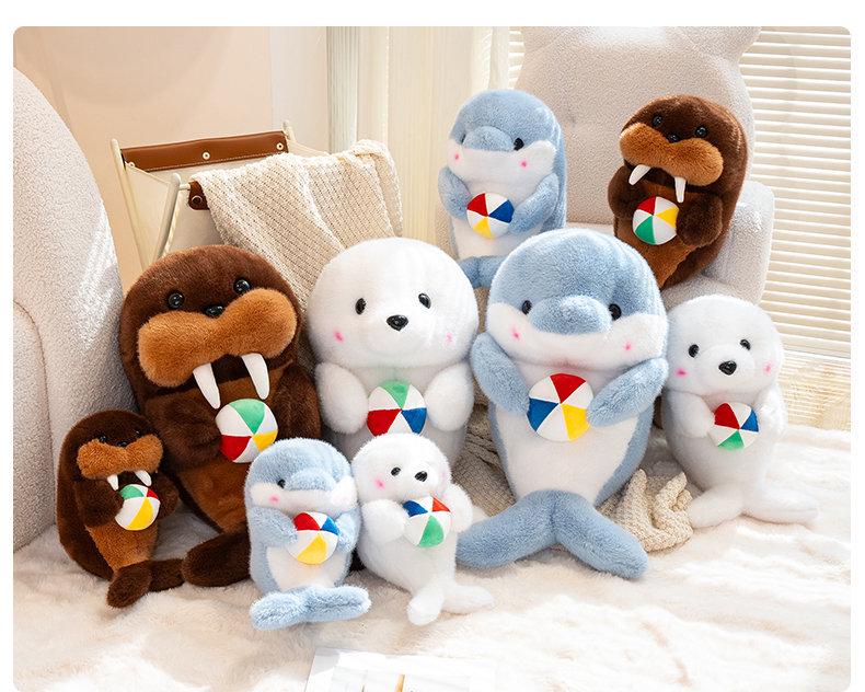 Hugging Ball Dolphin & Walrus Plush Toy - Cute Zoo Cushion for Kids