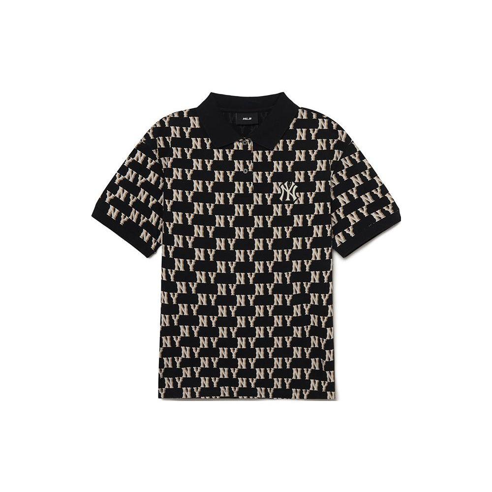 MLB New York Yankees SS23 Buchstabenstickerei Lässig Sommer Atmungsaktiv Hochwertig Kurzarm Poloshirt Damen Oberteile Schwarz 3FPQM0233-50BKS XS black