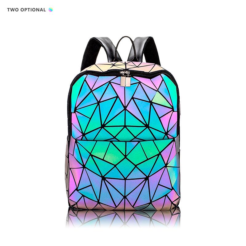 Trendy Japanese Geometric Night Glow Backpack - Large Capacity Commuter & School Bag for Men and Women