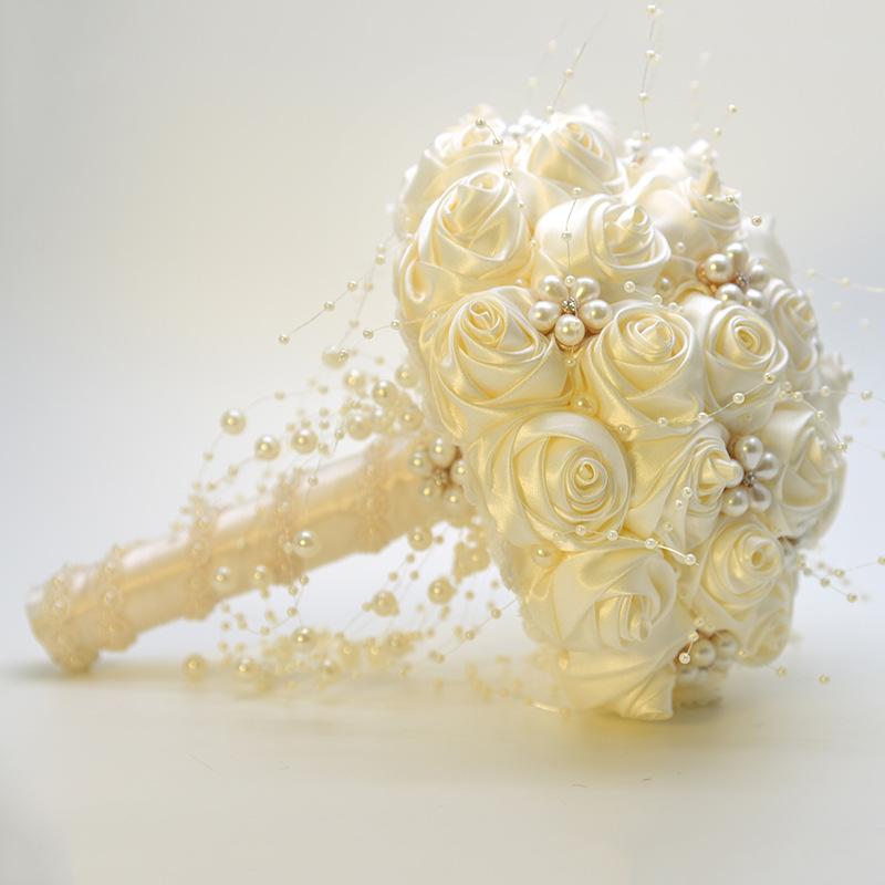 Handmade Rhinestone Bridal Bouquet Crystal Wedding Round Tossing Bouquet Artificial Flower Bunch for Bride Bridesmaid