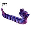 Handcrafted Dragon Boat Ornament 3D Printed Articulated Figurine, Gradient Metallic Statue with Flexible Bendable Body, Colorful Traditional Festival