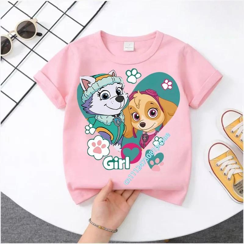 Hot Paw Patrol Kids T-shirts Kawaii Cartoon Character Printed Shirts Cute Boys Girls Casuals Tops Summer Birthday Clothing Gift