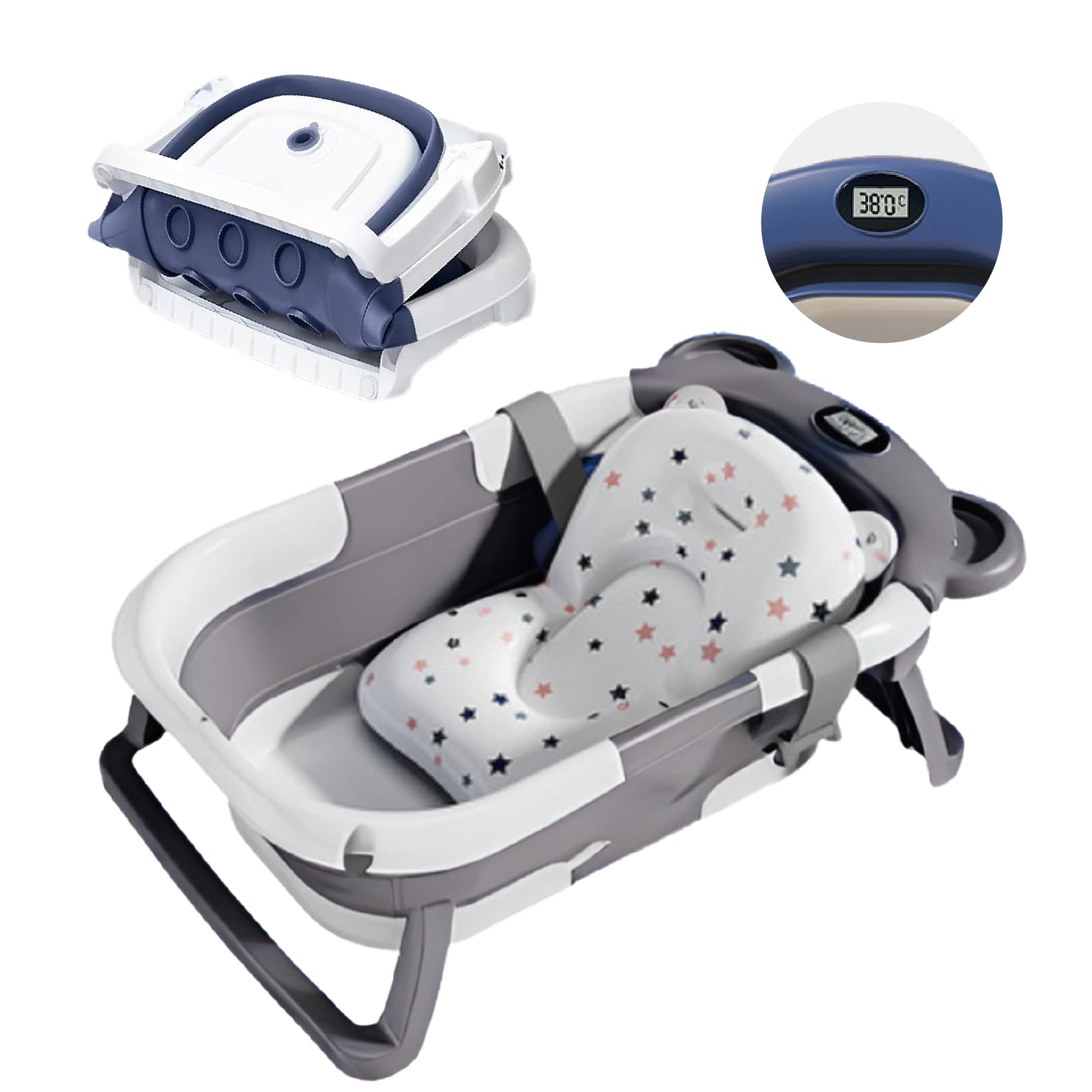 

Складная детская детская детская детская складная детская детская ванночка для купания, купание, купание, купание, купание, [с термометром] (серый) серый