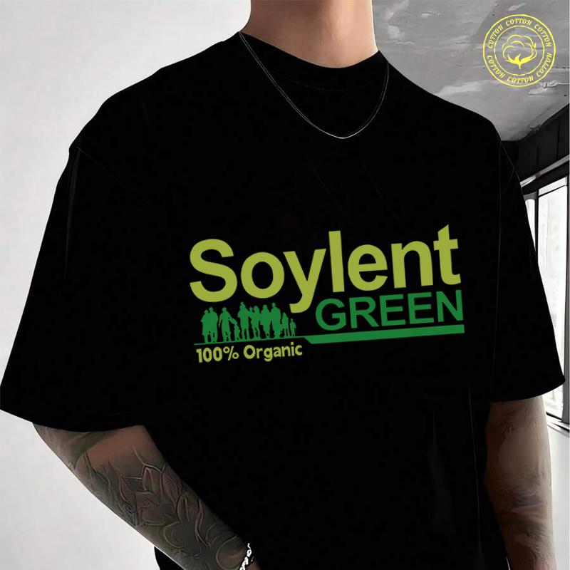 Men Clothing Of Soylent Green Print Moto T-Shirt Cotton Short Sleeve Summer Men Tees