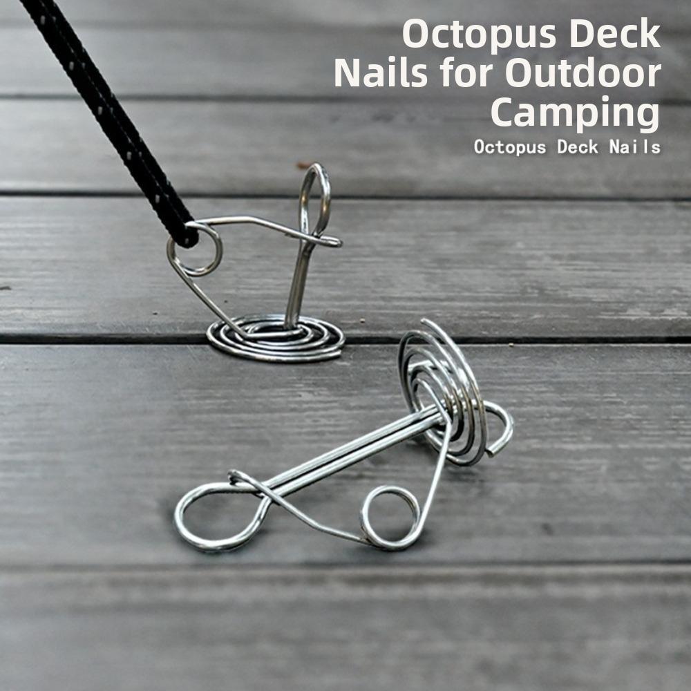 10Pcs Stainless Steel Spring Deck Pegs Retractable Tent Spring Stakes  Outdoor Camping