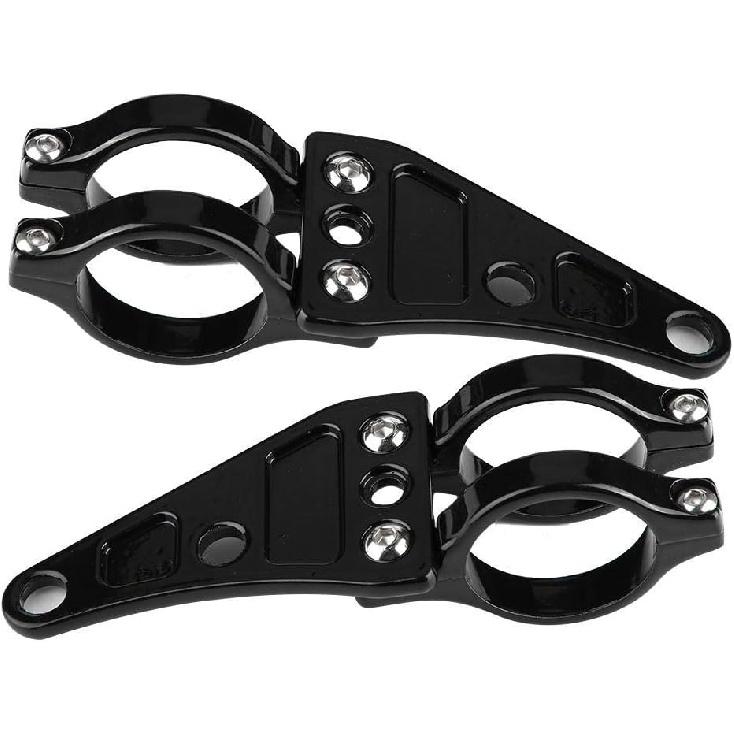 Aramox Universal Motorcycle Headlight Mount Bracket, 38-41mm Fork Clamps, Black Metal, 2-Piece Adjustable Lamp Holder