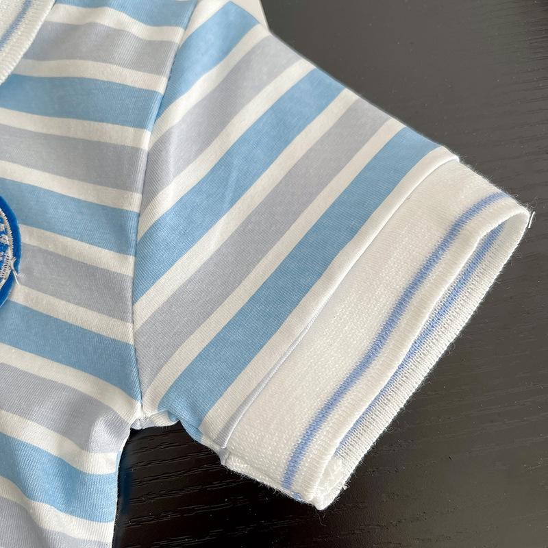 2Pcs/set Baby Set Casual Summer Boys Girls Blue Suits Clothes Stripe Polo Shirt + Short Pant Toddler Kids Set For Girls Boys