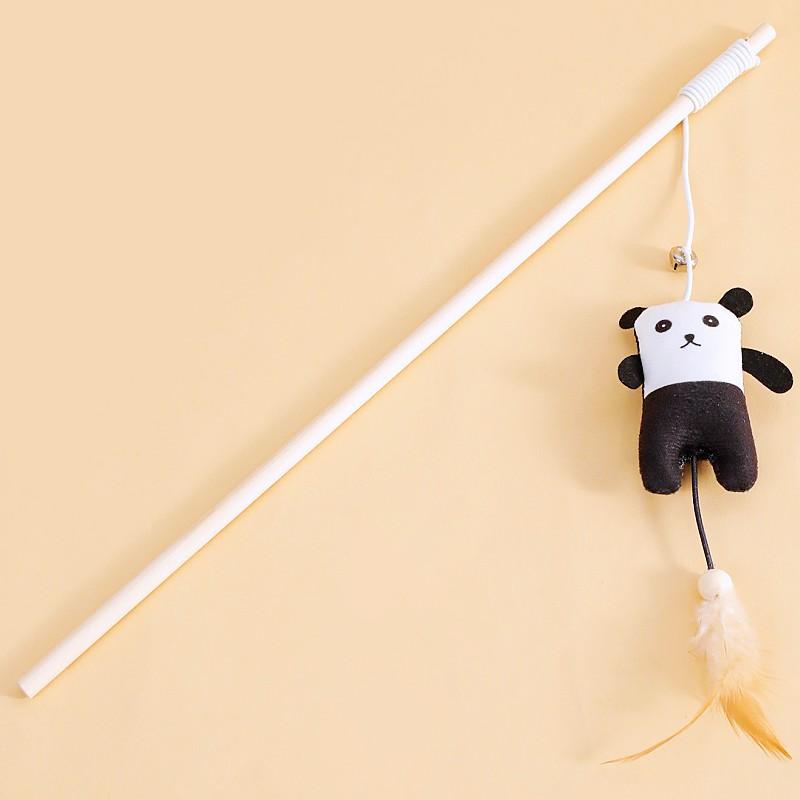 Cat Toys Feather Cats Stick Wooden Handle Sticks Cat Toy with Bell Scratch Resistant Feather Toys for Cats Teasing Pet Products