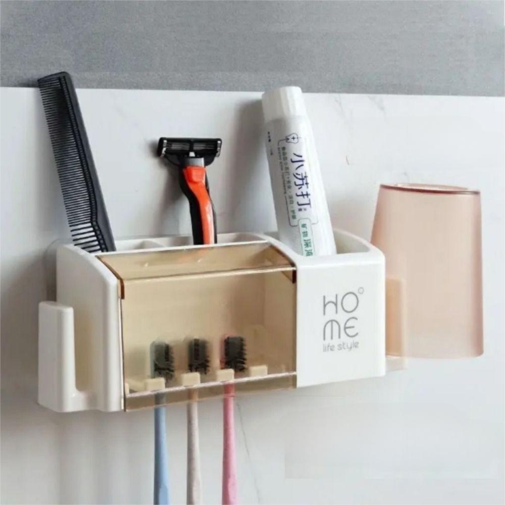 Portable Bathroom Electric Toothbrush Holder Plastic No-Drilling Toothbrush Stand Wall-Mounted Cup Storage Rack Home Use