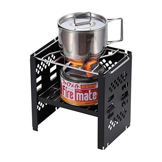 [Amazon.co.jp Exclusive] CAPTAIN STAG Barbecue Stove Bonfire Stand Folding Kamado Smart Grill with Bag 3 Adjustable Levels Black UG