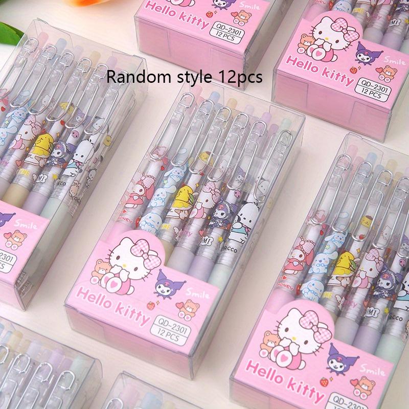 

12pcs my melody Sanrio creative cartoon cute family metal pen clip press pen girl neutral pen sign pen student stationery HelloKitty Kuromi l Random style 12pcs