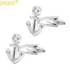 Silver Plated Boat Anchor Cufflinks Men's French Shirt