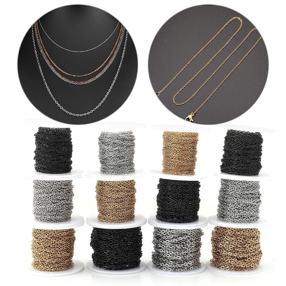 10yards/roll Stainless Steel Chains 1/1.5/2/2.5/3mm Twist Link Chain for Jewelry Making DIY Necklace Bracelet Supplies Wholesale