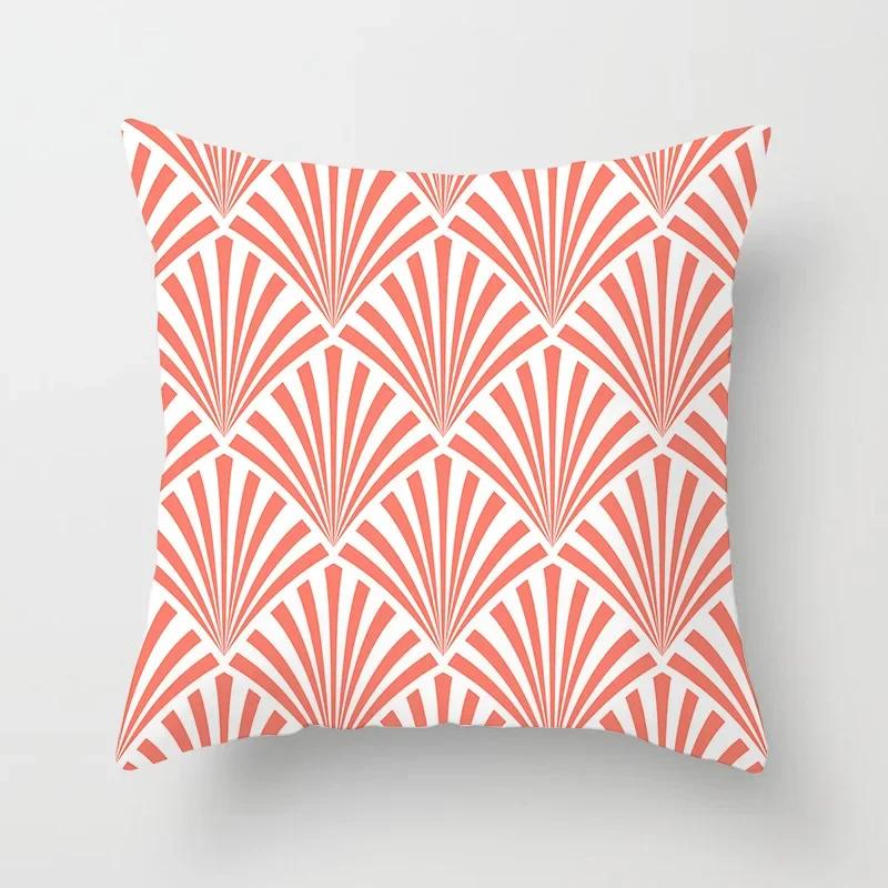 Modern Coral Red Cushion Covers Nordic Geometry Print Pillowcase Simple Pillowcase for Sofa Seats Livingroom Decorative 45*45cm