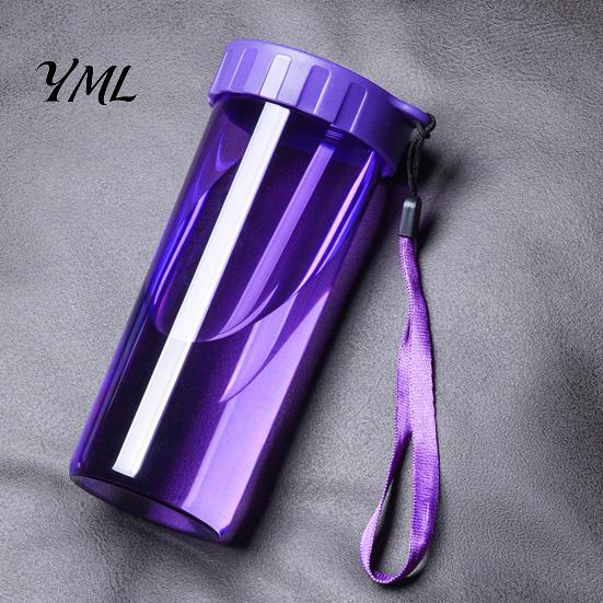 Cute Office Desktop Cup Transparent Water Cup, Portable Plastic Bottle, with Strap Reusable Handle, Clear Heat-resistant Drinkware, for School
