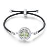 Women's Adjustable Braided Leather Aroma Diffuser Tree of Life Bracelet