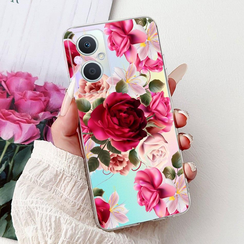 For OPPO Reno7 Z 5G / Reno8 Z 5G Elegant Floral Butterfly Phone Case For Oppo Reno 7Z 8Z 5G Soft Silicone TPU Cases