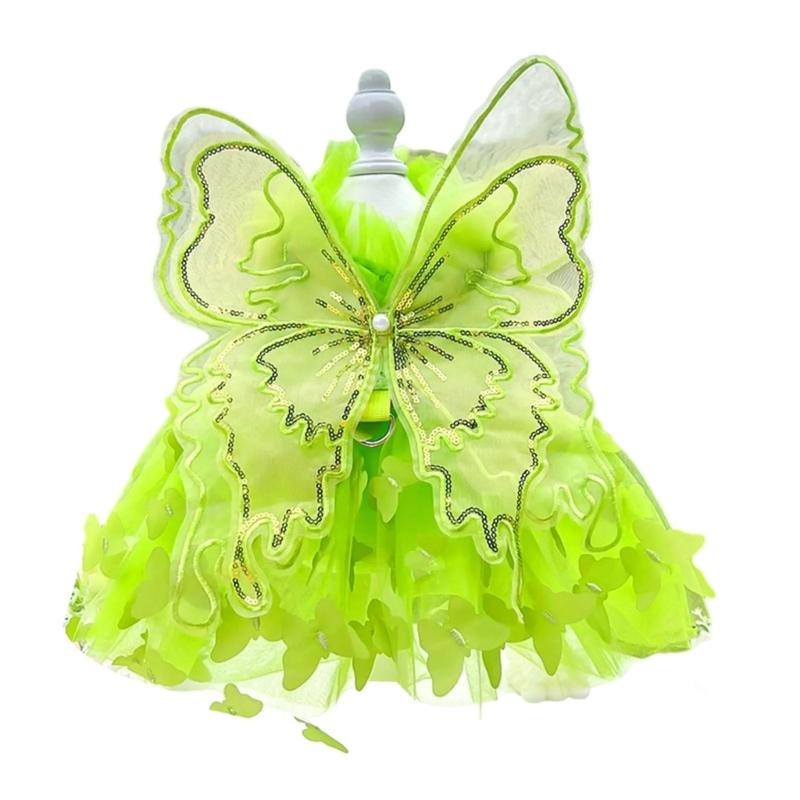 Pet Princess Gown for Cats and Small Dog Easy To Wear Butterfly Designs Cats Dress for Pet Birthdays and Photoshoots