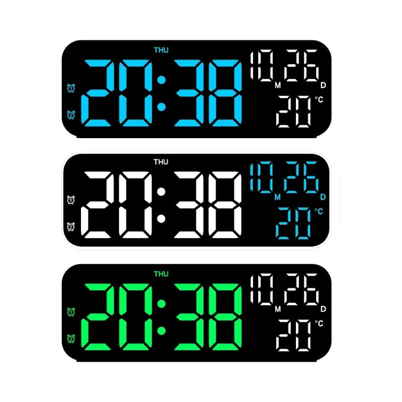 Versatile LED Alarm Clock with Temperature and Humidity Display Durable 12/24 Hour Format and 3 Adjustable Brightness