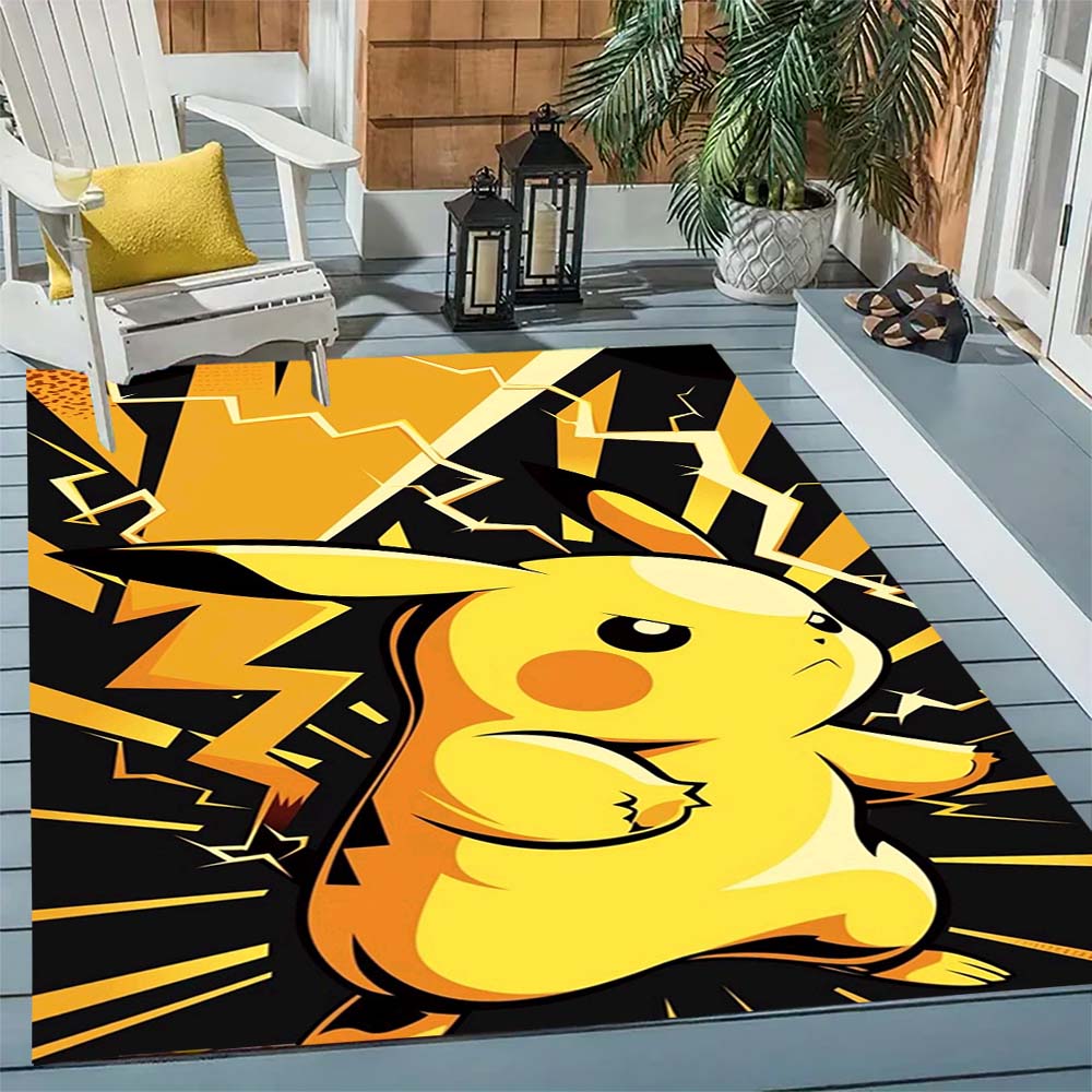 Pokémon Pikachu Print Non-Slip Home Decor Rug, Cute Cartoon Welcome Mat, Perfect Gift for Family and Friends.