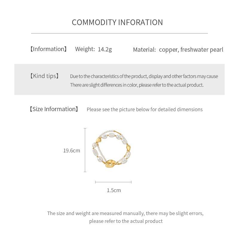 Elegant Gold Plated Double Layer Freshwater Pearl Bracelet Women French Vintage Style Irregular Geometric Design Chic