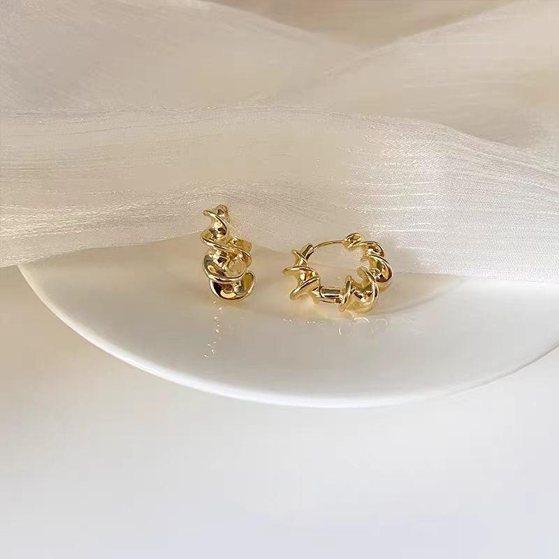 European and American personalized spiral design earrings, fashionable temperament earrings, unique ear buckles, cold wind earrings