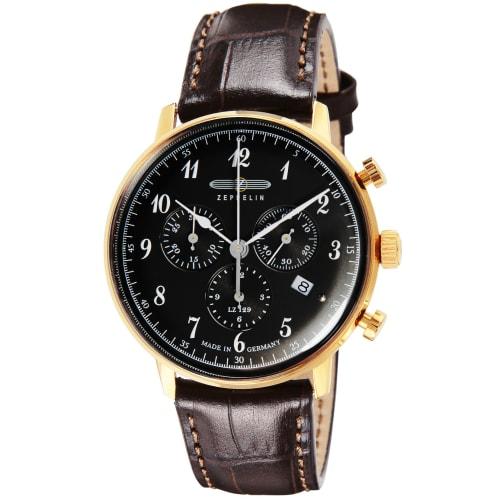 

Zeppelin Hindenburg Watch, 39.5mm, Brown, Stainless Steel, Gray Dial, Quartz Movement, German Model 70842, Men s