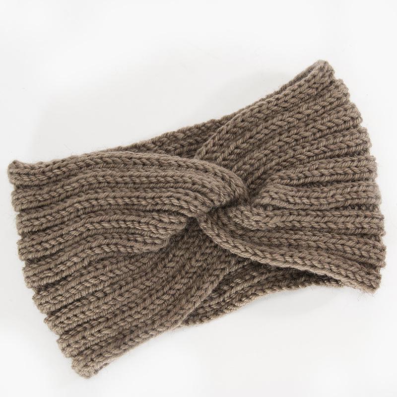 Autumn and Winter Knitted Hair Accessories Hair Band Cross Head Cover Elastic Warm Women's Sports Hair Band