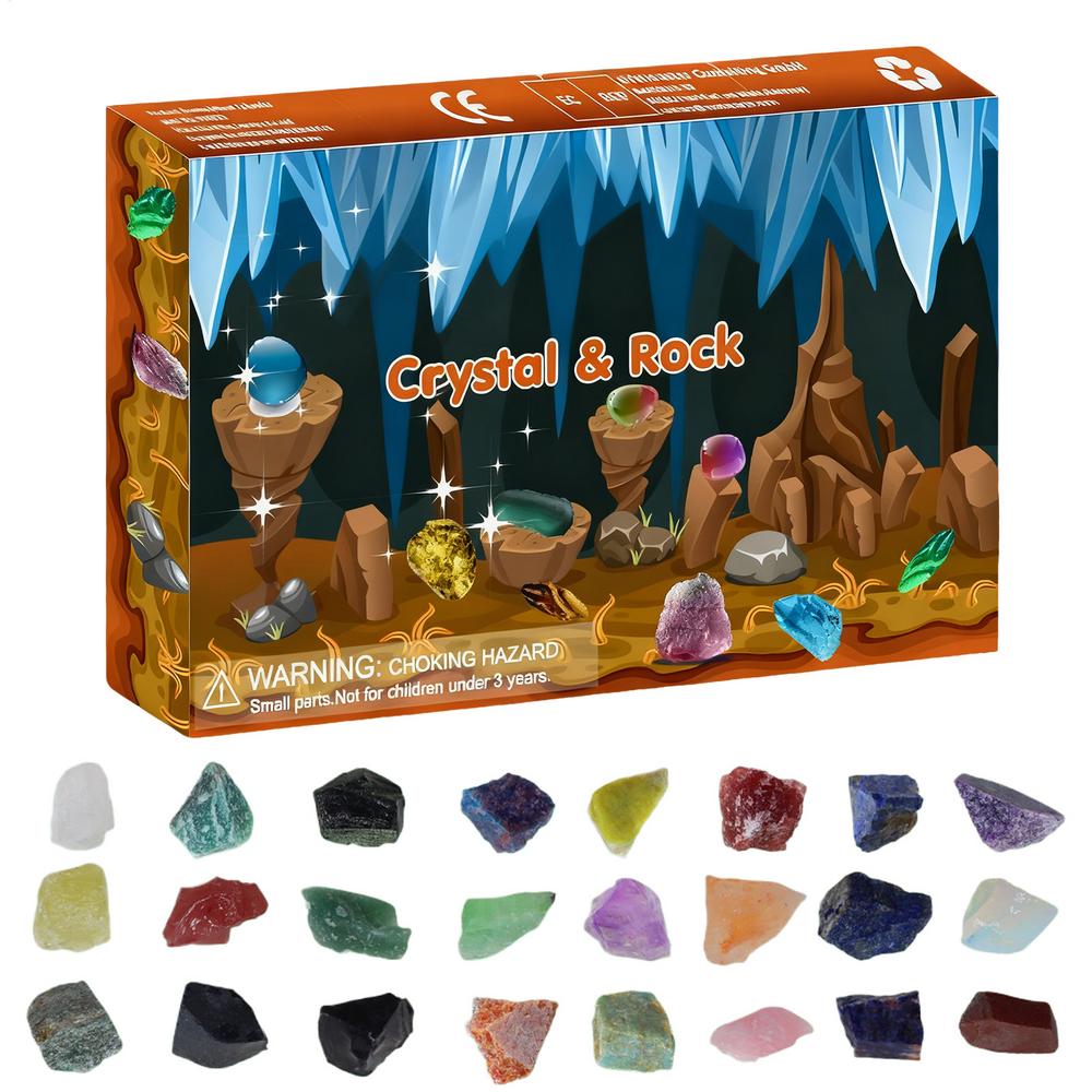 

Crystal Advent Calendar 2025 24 Days Natural Stone Gemstone Collection Gift for Nature Lovers Holiday Christmas Countdown A