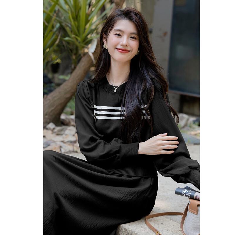 

MOCANA Women s Stylish Elegant Long Sleeve Mid-Length Dress MKNJD2471 One Size