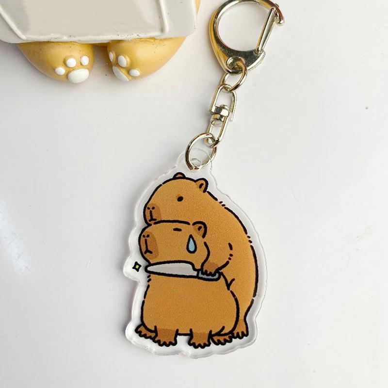 Colorful Capybara Shaped Key Rings Colorful Acrylic Keychain with Capybara Motif for All Ages Unique Keyrings Gift